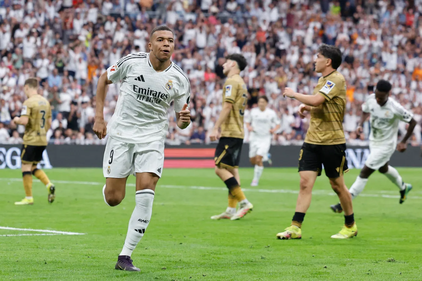 Mbappé celebrando su segundo gol frente a la Real Sociedad_ Fuente_ Prensa Libre _ AFP